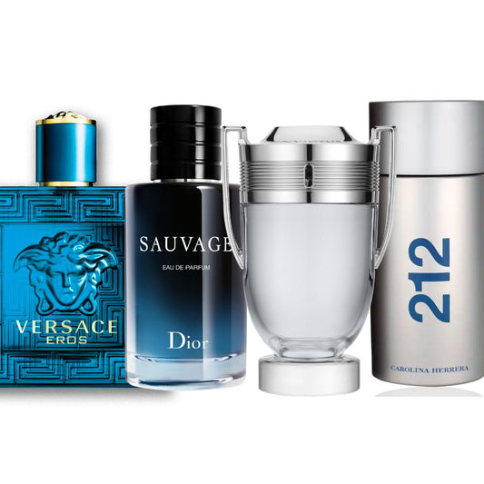 Promo PAGA 2 LLEVA 4: Versace Eros 100 ML + Dior Sauvage 100 ML + Invictus Paco Rabanne 100 ML + CH 212 VIP Men 100 ML