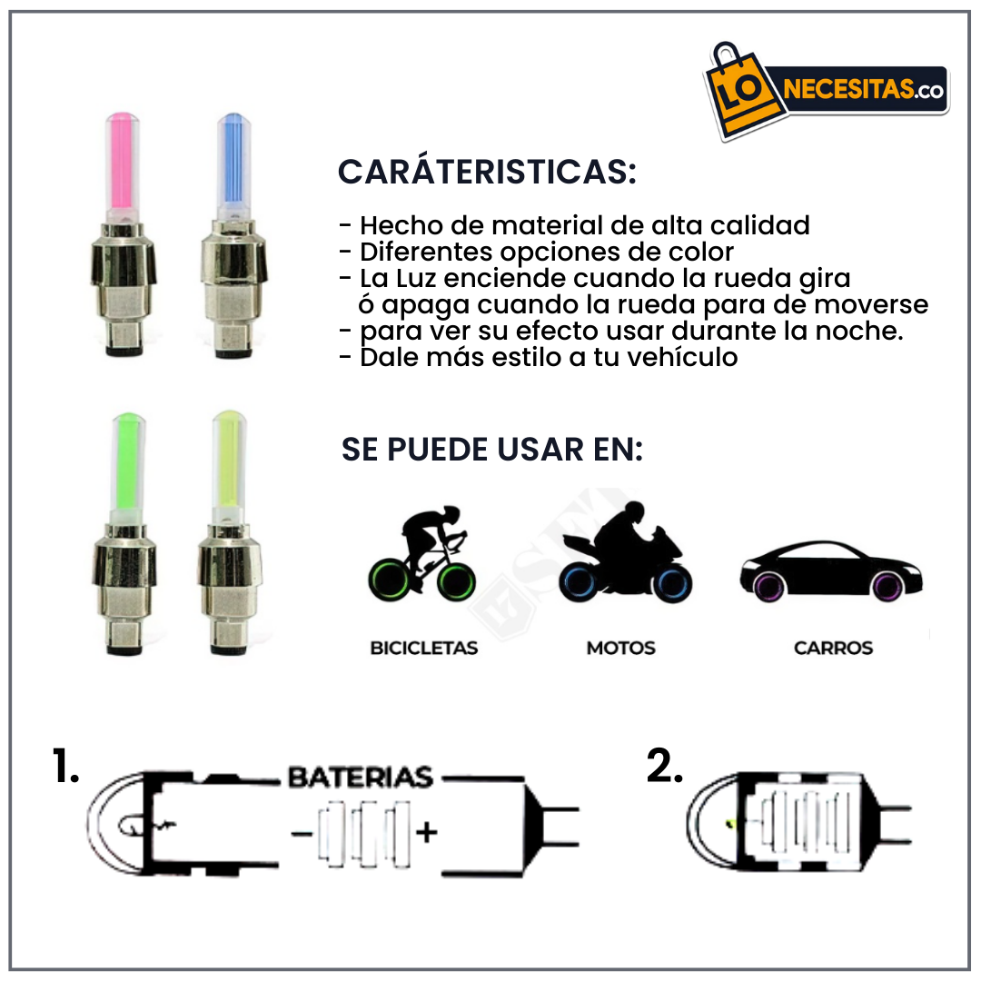 Válvula Led para Bici, Carro o Moto