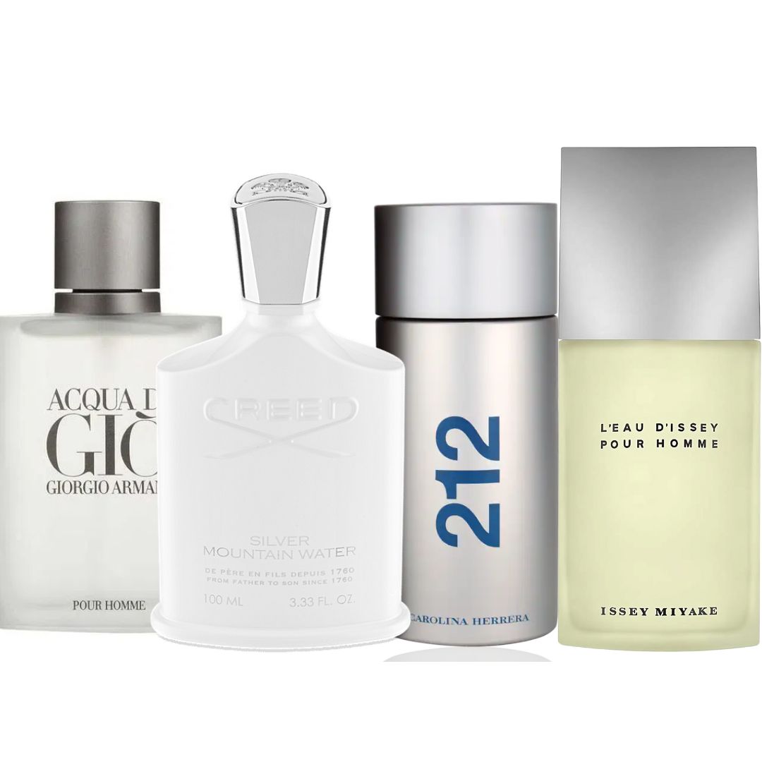 Promo Paga 2 Lleva 4: Acqua di Gio 100 ML + Creed Silver Mountain Water 100 ML + GRATIS: CH 212 VIP 100 ML + GRATIS: L'eau D'ssey Issey Miyake 100 ML