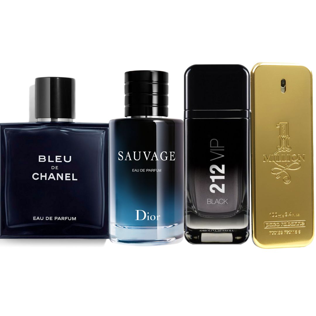 Promo 20: Paga 1, Lleva 3: One Million Paco Rabanne 100 ML + Dior Sauvage 100 ML + Bleu de Chanel 100 ML + CH 212 VIP Black 100 ML